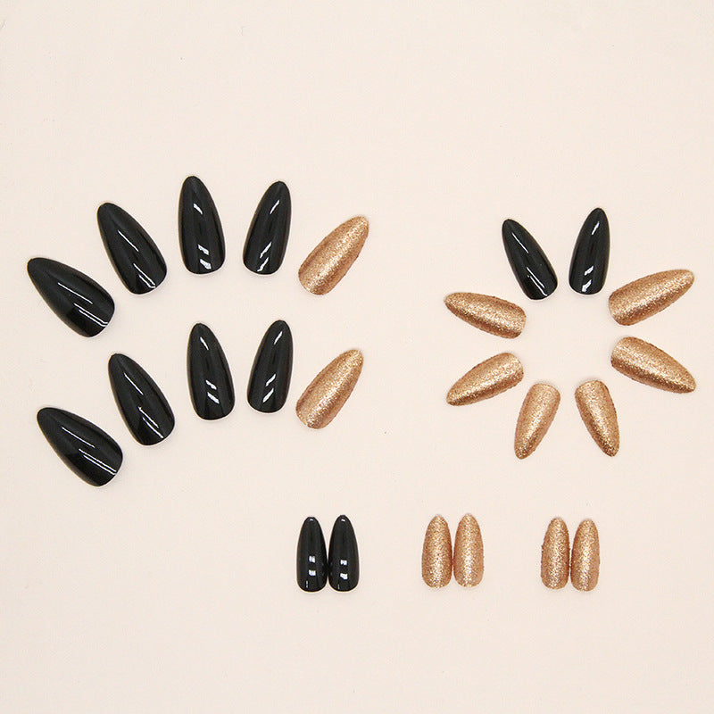 Fashion Ladies Nail Art Kit with Flash Black Gold and American Nails - flash black gold european american nails