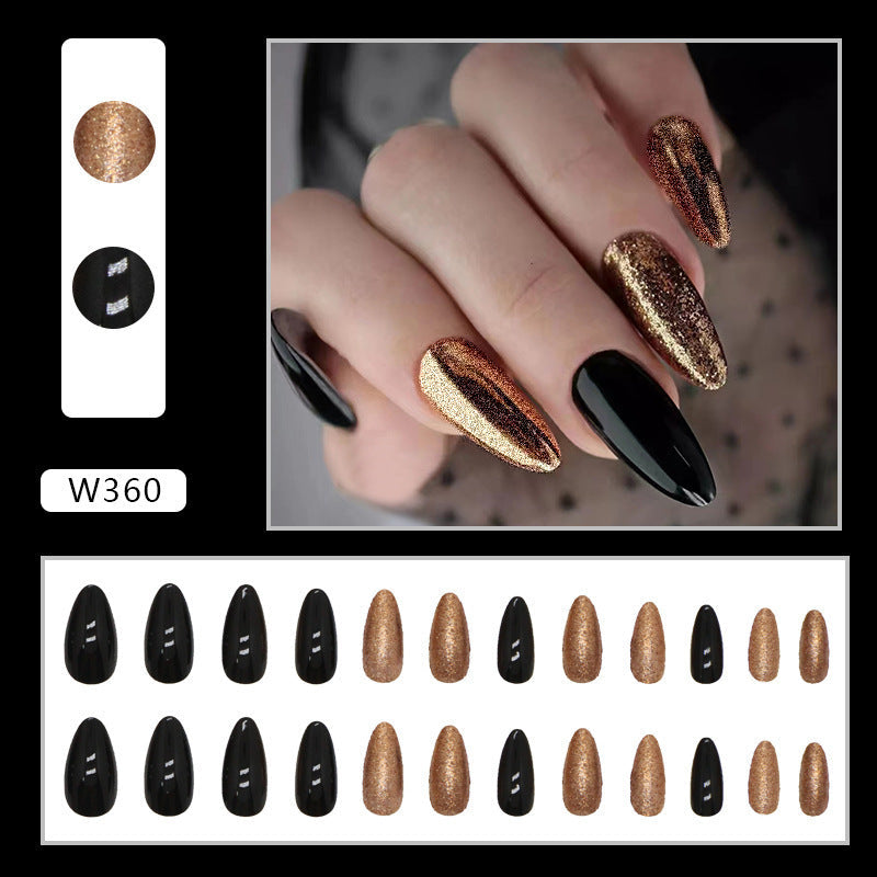 Fashion Ladies Nail Art Kit with Flash Black Gold and American Nails - flash black gold european american nails