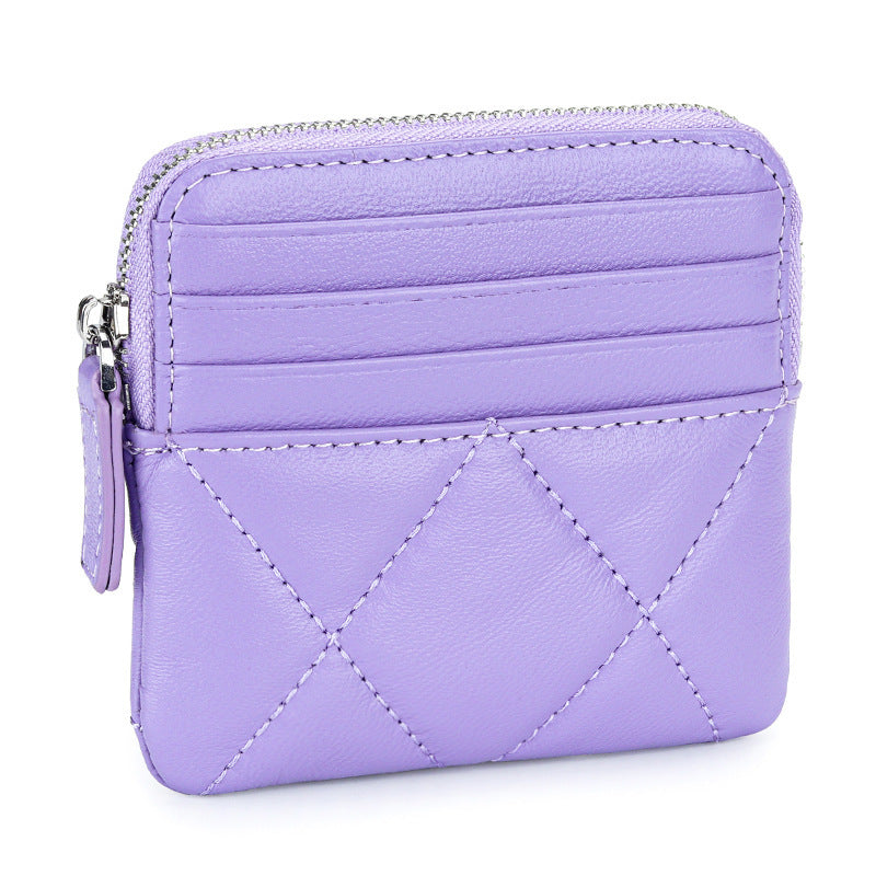 Fashion Leather Embroidered Sheepskin Coin Purse for Men and Women - Short Fashionable Sheep Lovers short sheepskin