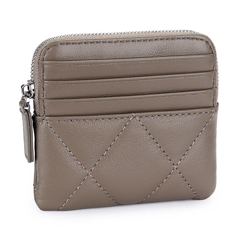 Fashion Leather Embroidered Sheepskin Coin Purse for Men and Women - Short Fashionable Sheep Lovers short sheepskin