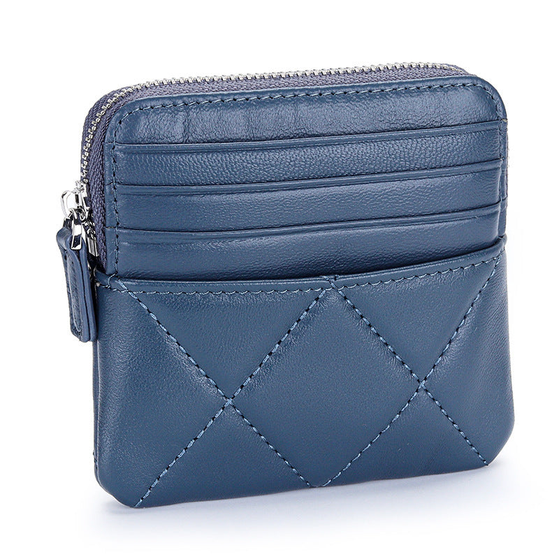 Fashion Leather Embroidered Sheepskin Coin Purse for Men and Women - Short Fashionable Sheep Lovers short sheepskin