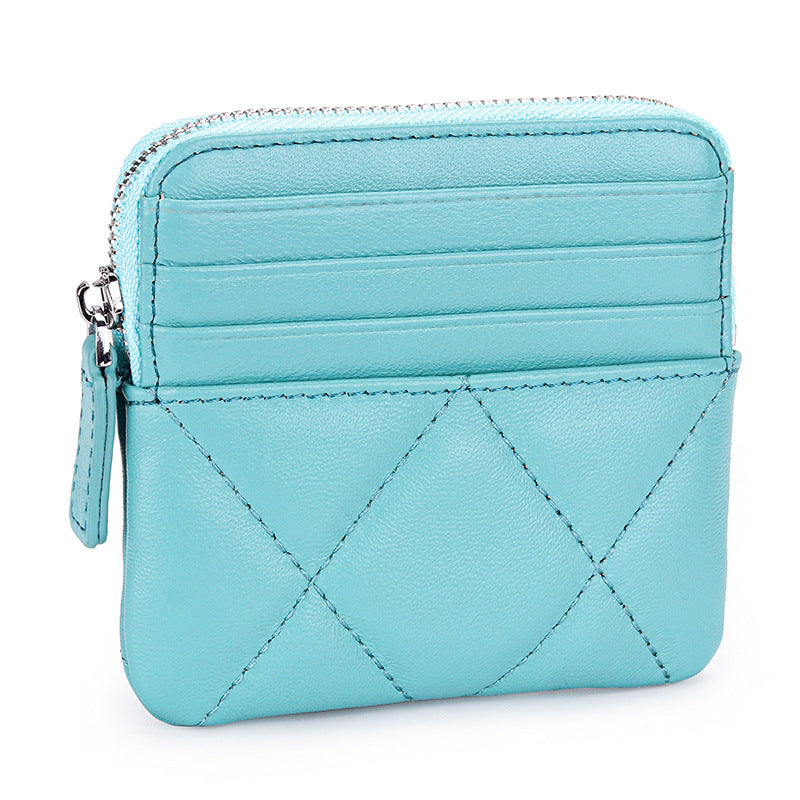 Fashion Leather Embroidered Sheepskin Coin Purse for Men and Women - Short Fashionable Sheep Lovers short sheepskin