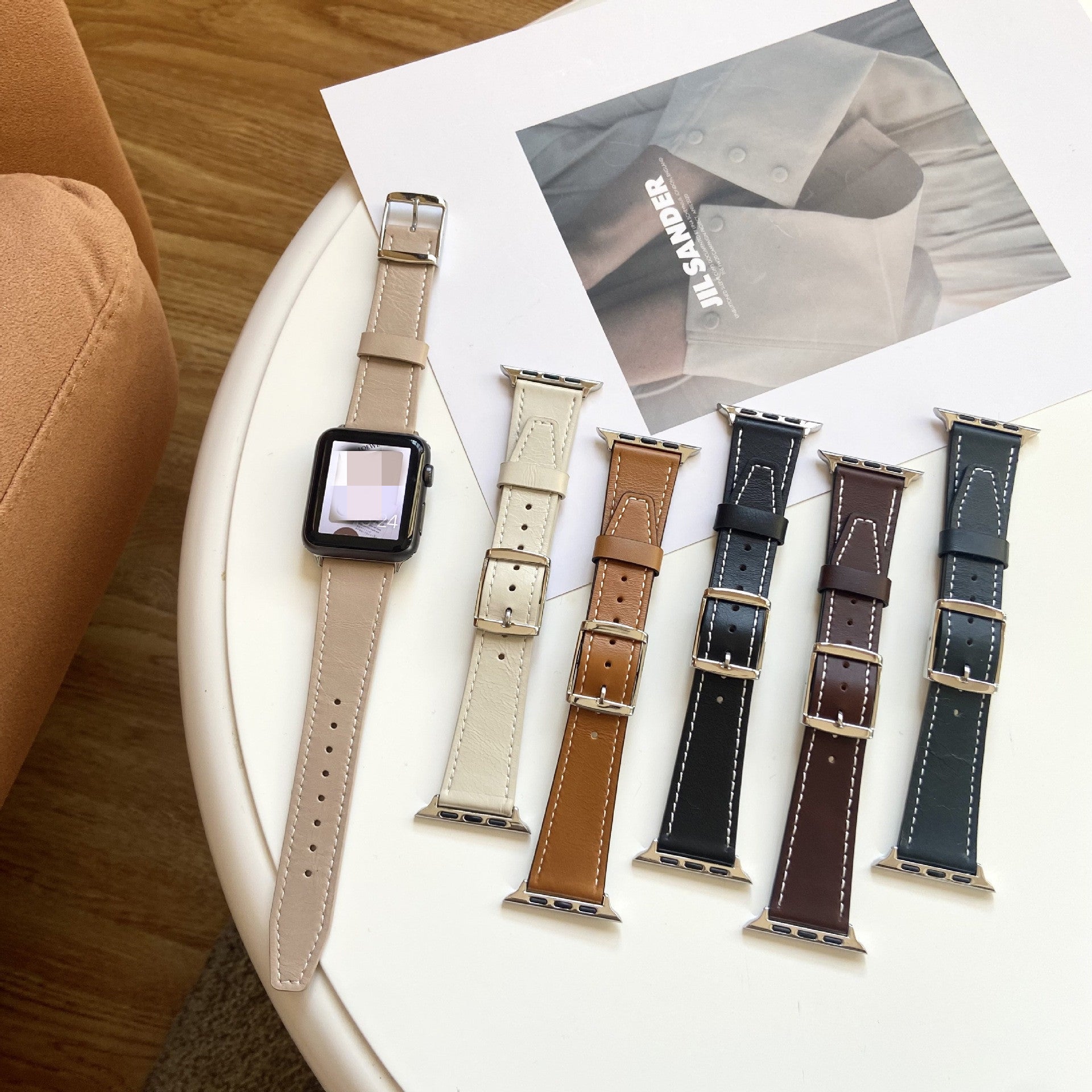 Fashion Leather Strap Square Buckle - Fashion Leather Strap Square Buckle in Reddish Brown