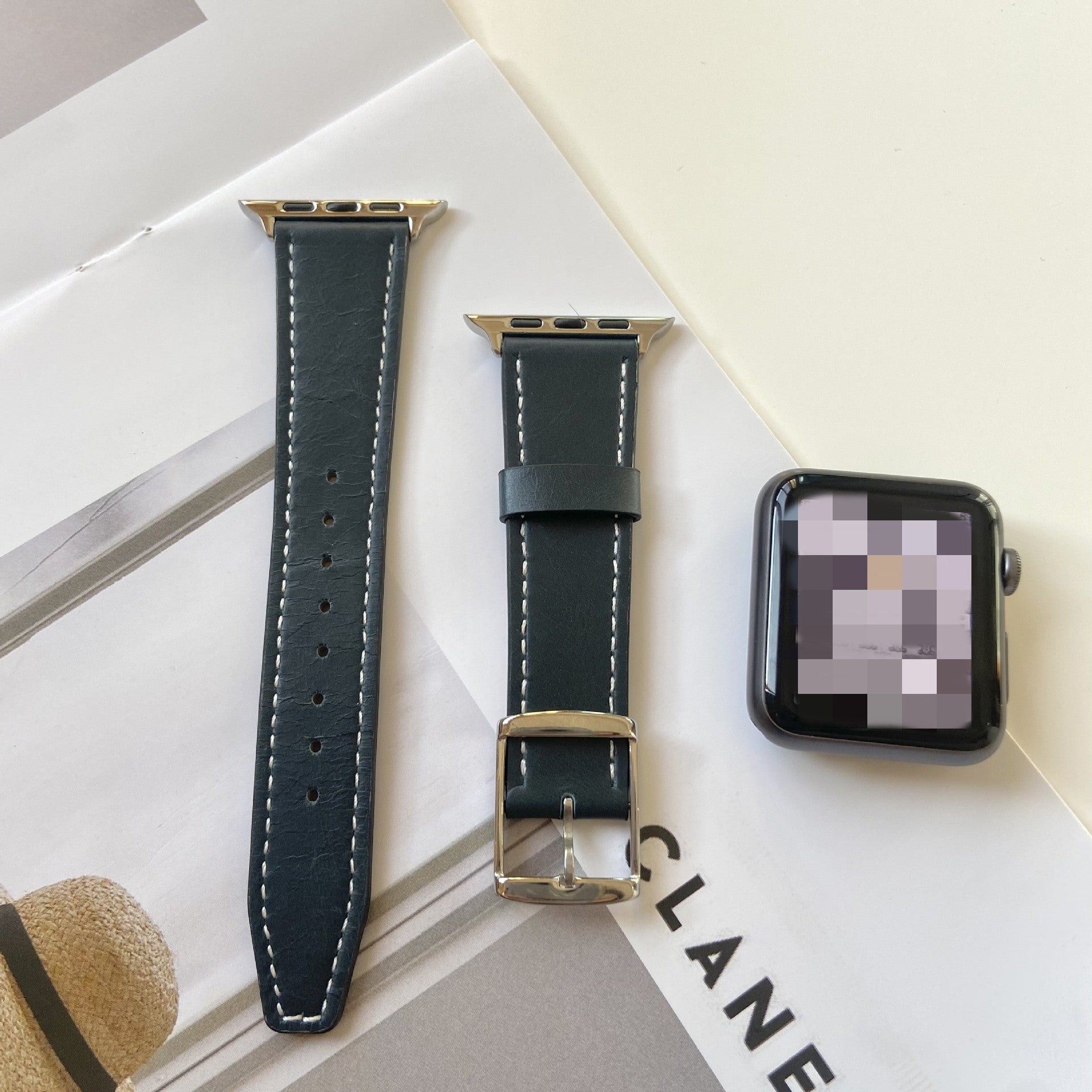 Fashion Leather Strap Square Buckle - Fashion Leather Strap Square Buckle in Reddish Brown