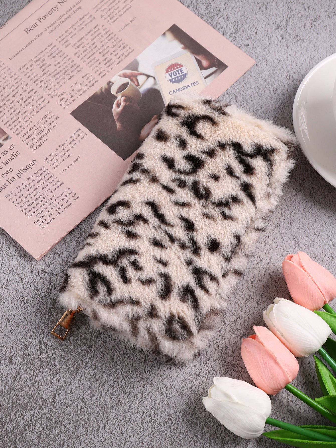 Fashion Leopard Print Anti-Theft Wallet with Creative Plush Coin Purse - for Style Cats creative plush coin purse