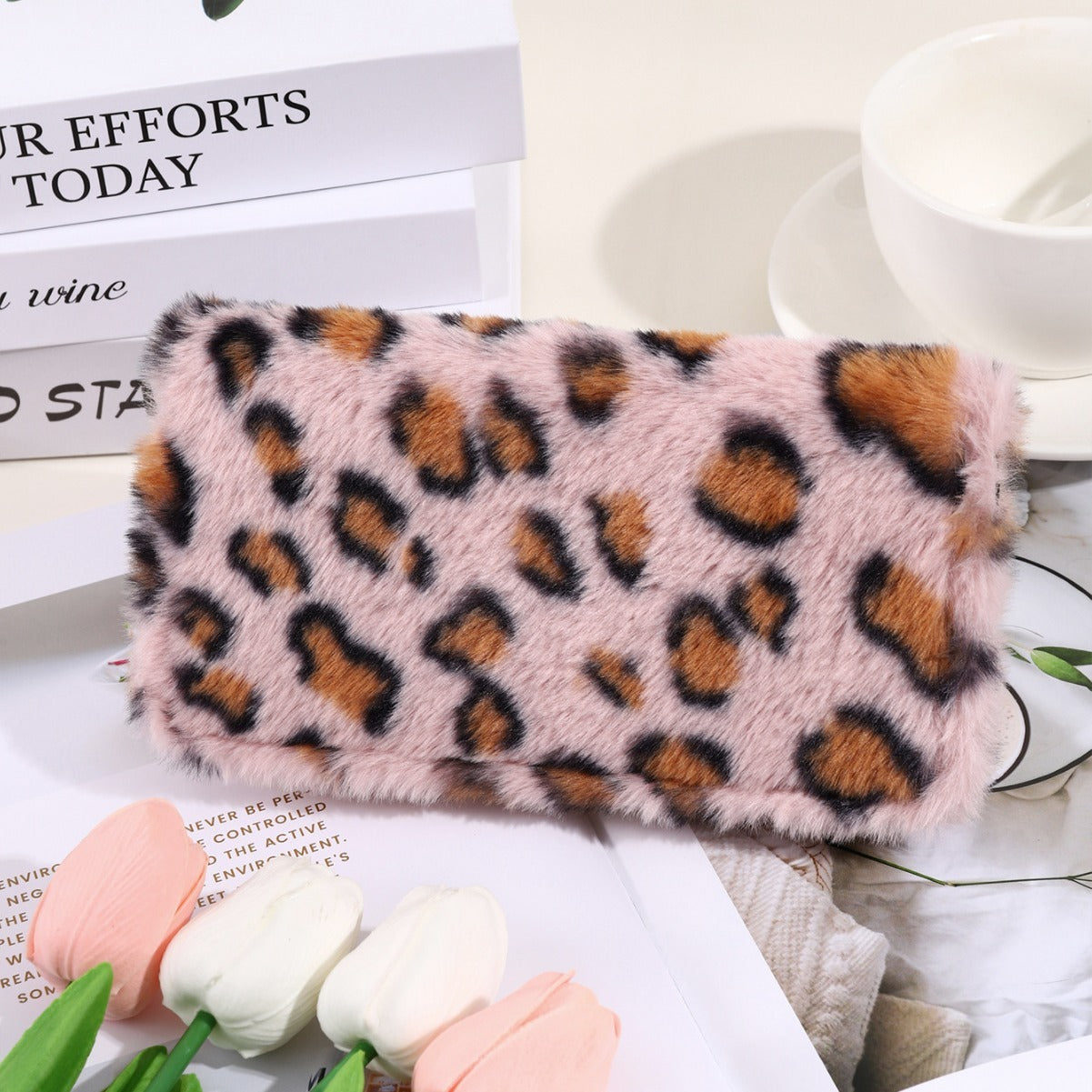 Fashion Leopard Print Anti-Theft Wallet with Creative Plush Coin Purse - for Style Cats creative plush coin purse