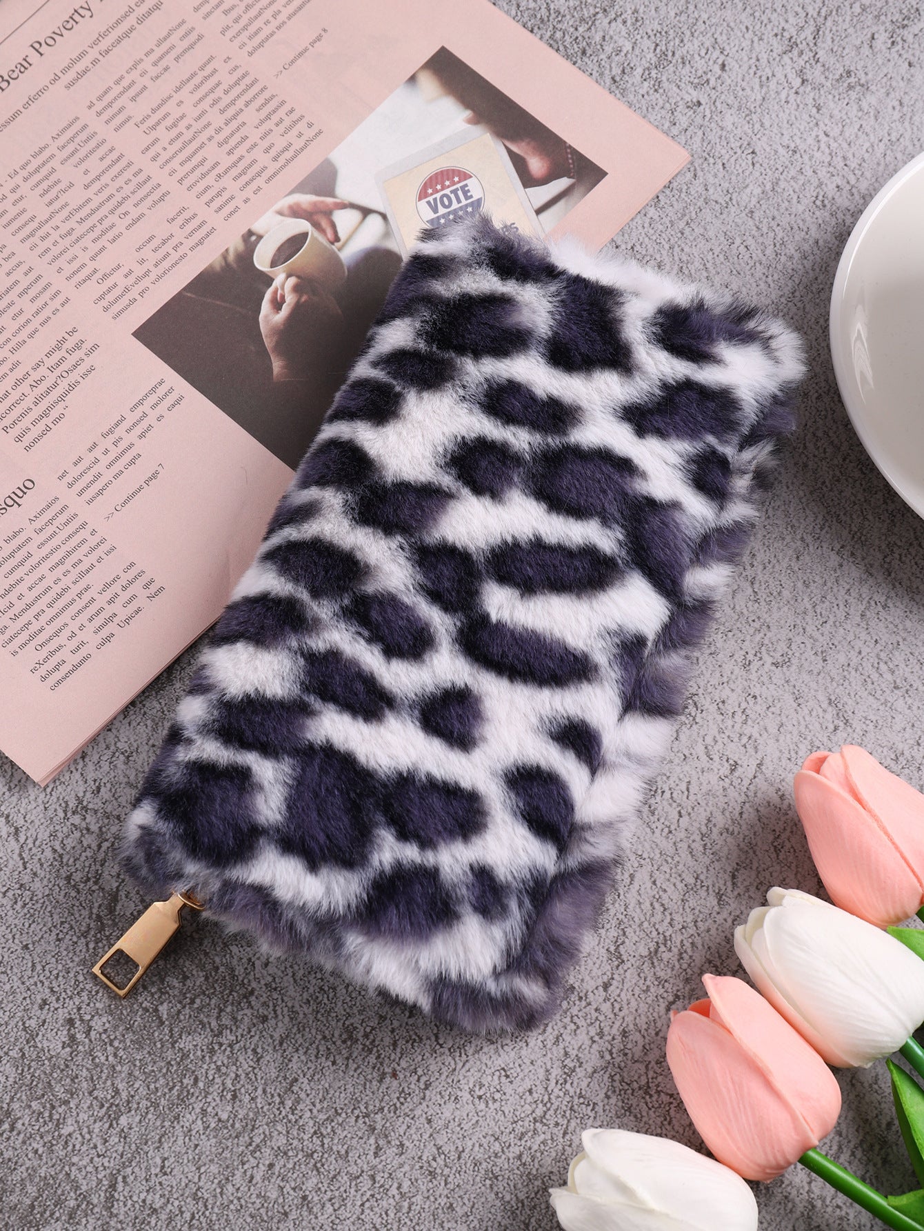Fashion Leopard Print Anti-Theft Wallet with Creative Plush Coin Purse - for Style Cats creative plush coin purse