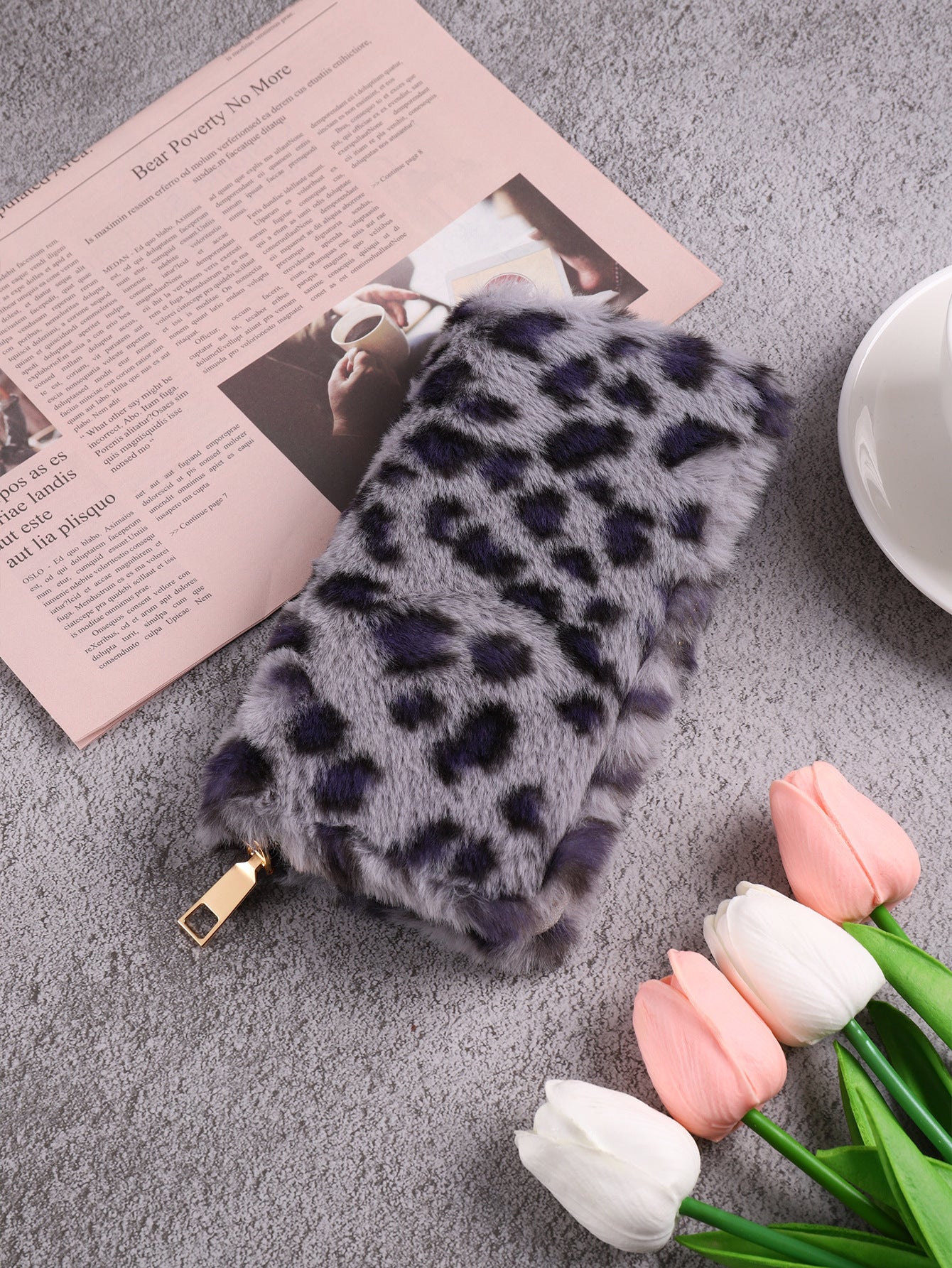 Fashion Leopard Print Anti-Theft Wallet with Creative Plush Coin Purse - for Style Cats creative plush coin purse