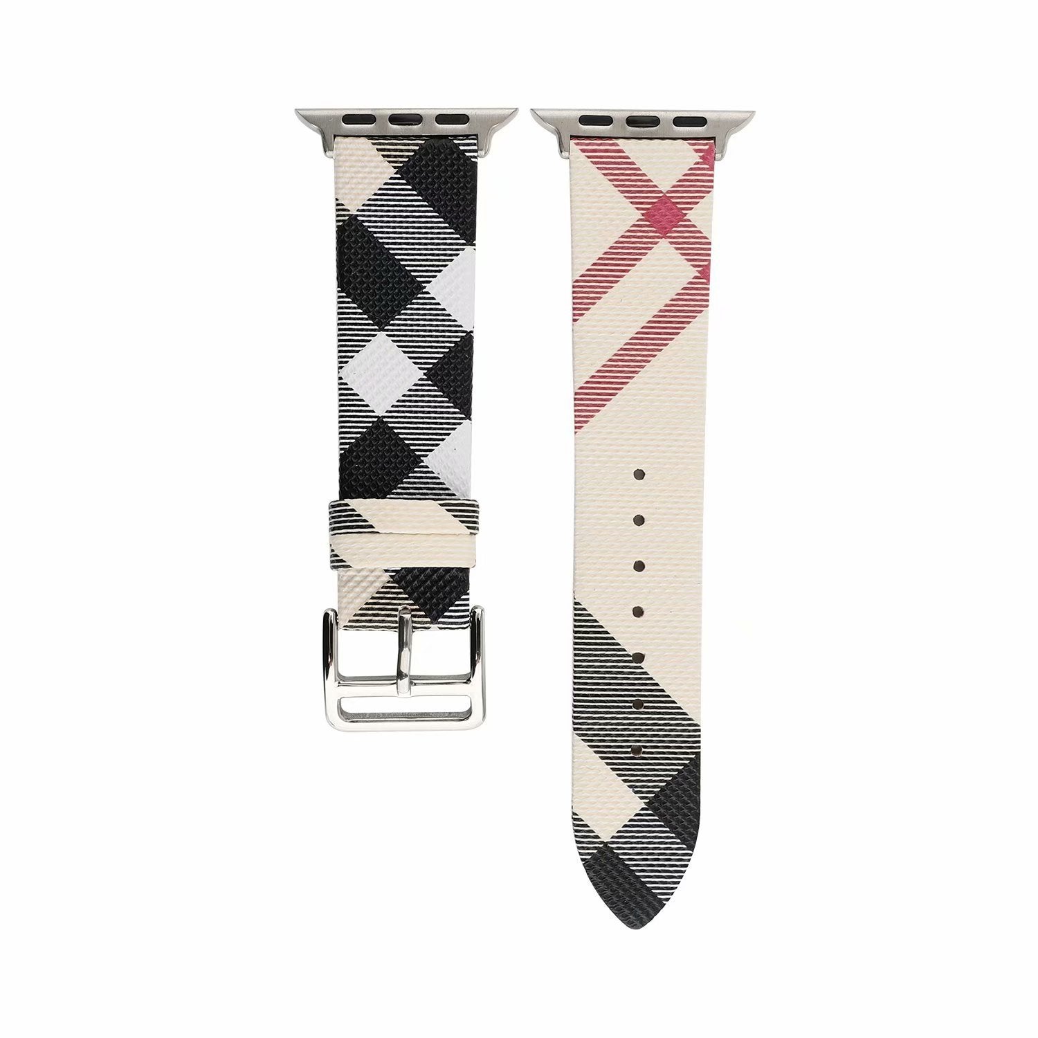 Fashion Light Luxury Leather Check Strap - Light Luxury Apple Watch Plaid Strap in Leather