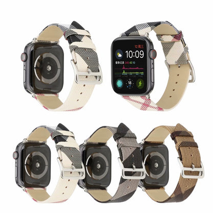 Fashion Light Luxury Leather Check Strap - Light Luxury Apple Watch Plaid Strap in Leather