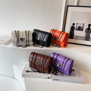 Fashion Messenger Bag with Chain Lock for Stylish Protection - chain lock fashion messenger bag