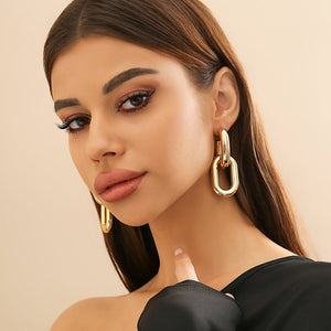 Electroplated Gold and Silver U-Shaped European American Earrings in United States - Thick Chain That Just Want