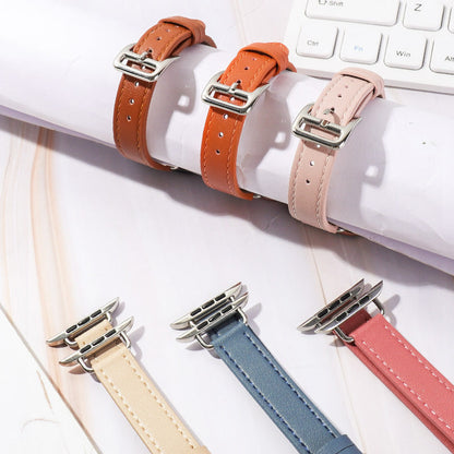 Fashion Microfiber Leather Single Loop Buckle Watch Strap for Apple - Chic Alert fashion microfiber leather single loop