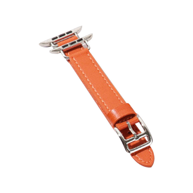 Fashion Microfiber Leather Single Loop Buckle Watch Strap for Apple - Chic Alert fashion microfiber leather single loop