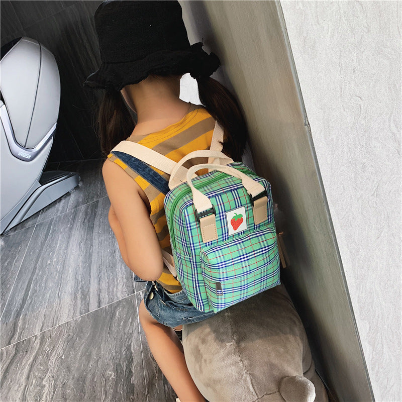 Fashion Mini cartoon checked children’s backpack - Cute Mini Cartoon Backpack for Trendy Tiny Tots