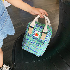 Fashion Mini cartoon checked children’s backpack - Cute Mini Cartoon Backpack for Trendy Tiny Tots