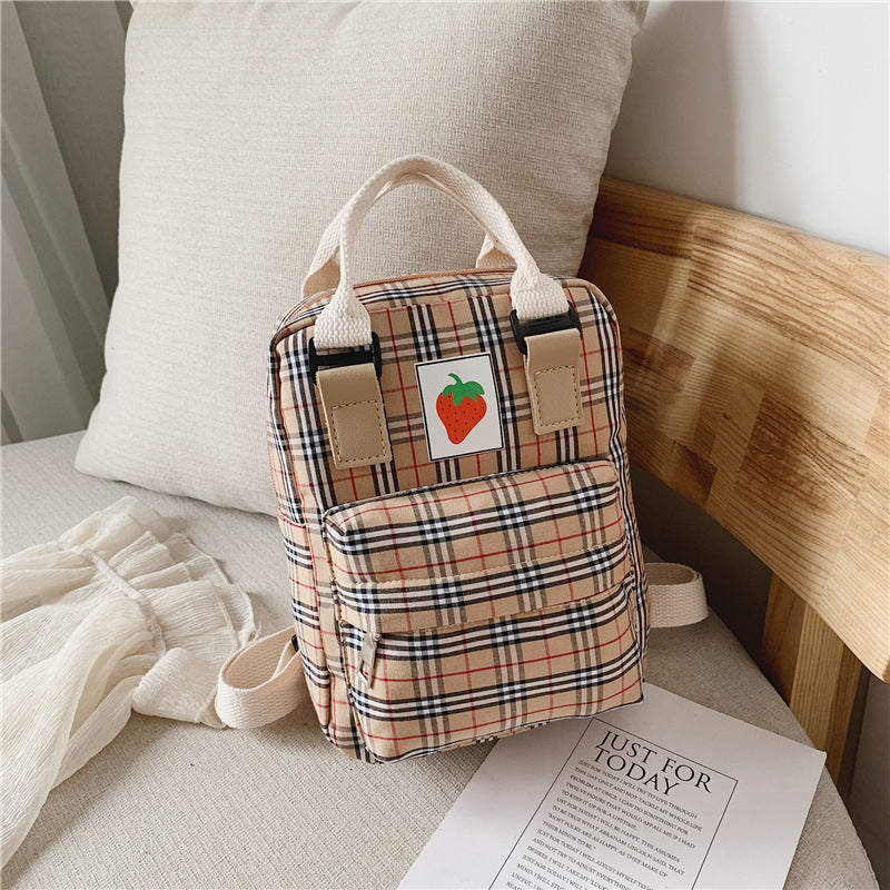 Fashion Mini cartoon checked children’s backpack - Cute Mini Cartoon Backpack for Trendy Tiny Tots