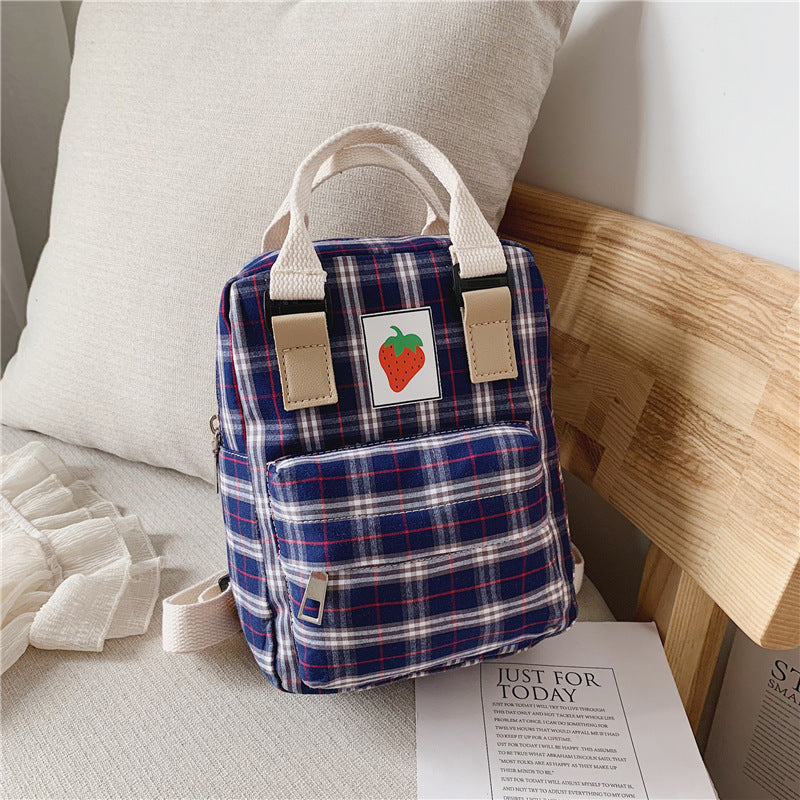 Fashion Mini cartoon checked children’s backpack - Cute Mini Cartoon Backpack for Trendy Tiny Tots