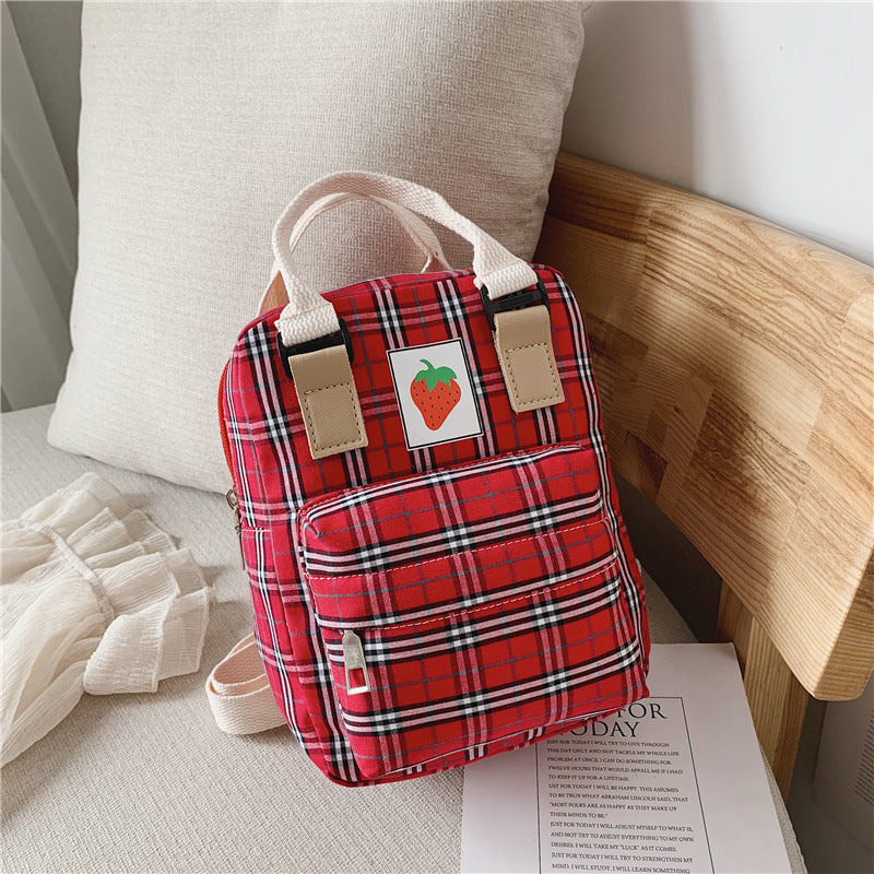 Fashion Mini cartoon checked children’s backpack - Cute Mini Cartoon Backpack for Trendy Tiny Tots