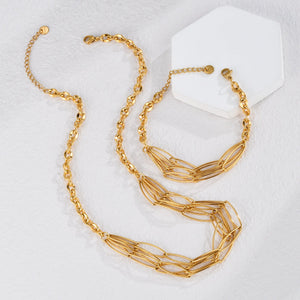 Fashion Multi-layer Gold Chain Necklace Bracelet - Fashion Multi-layer Gold Chain Necklace Bracelet x1pcs