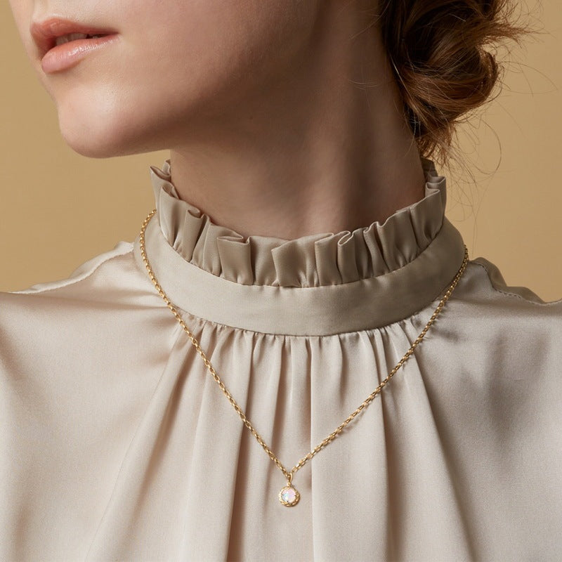 Geometric Retro Opal Pendant Electroplated Silver Fashion Jewelry - New geometric retro opal pendant