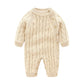 Fashion Newborn Baby Fleece-lined Jumpsuit - Hemp Pattern Jumpsuit for Stylish Tiny Trendsetters