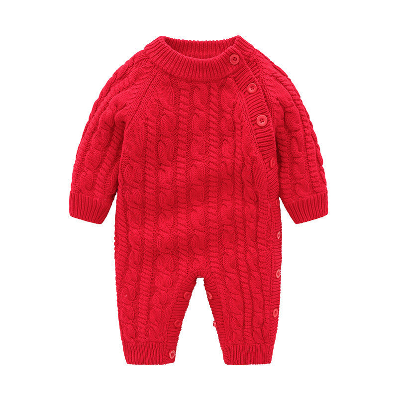 Fashion Newborn Baby Fleece-lined Jumpsuit - Hemp Pattern Jumpsuit for Stylish Tiny Trendsetters