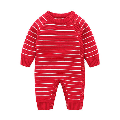 Fashion Newborn Baby Fleece-lined Jumpsuit - Hemp Pattern Jumpsuit for Stylish Tiny Trendsetters