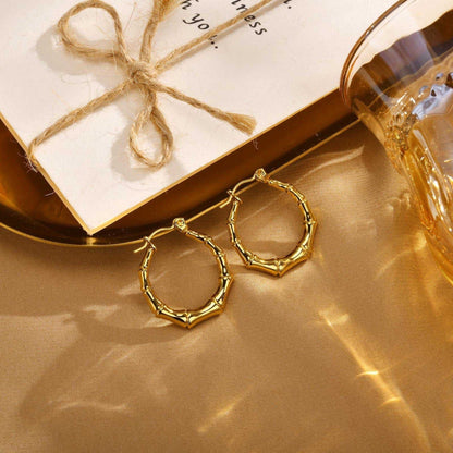 Electroplated Gold Bamboo Earrings for Women with Geometric Round Design - That Speak Your Fashion Personality united