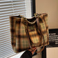 Fashion Personality Plaid Crossbody Bag with Green and Brown Tones - Teleplus fashion personality plaid tote bag