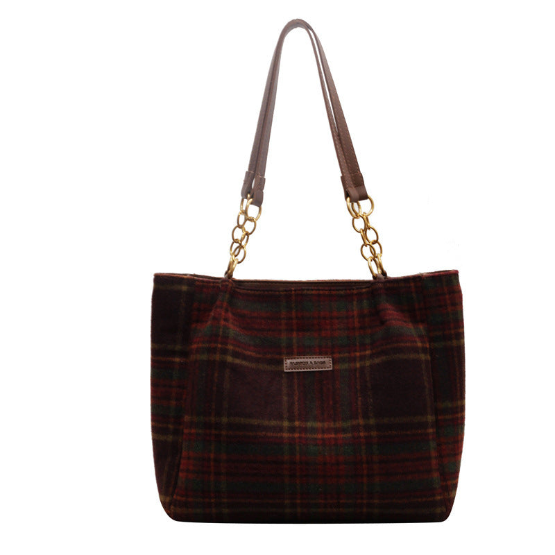 Fashion Personality Plaid Crossbody Bag with Green and Brown Tones - Teleplus fashion personality plaid tote bag