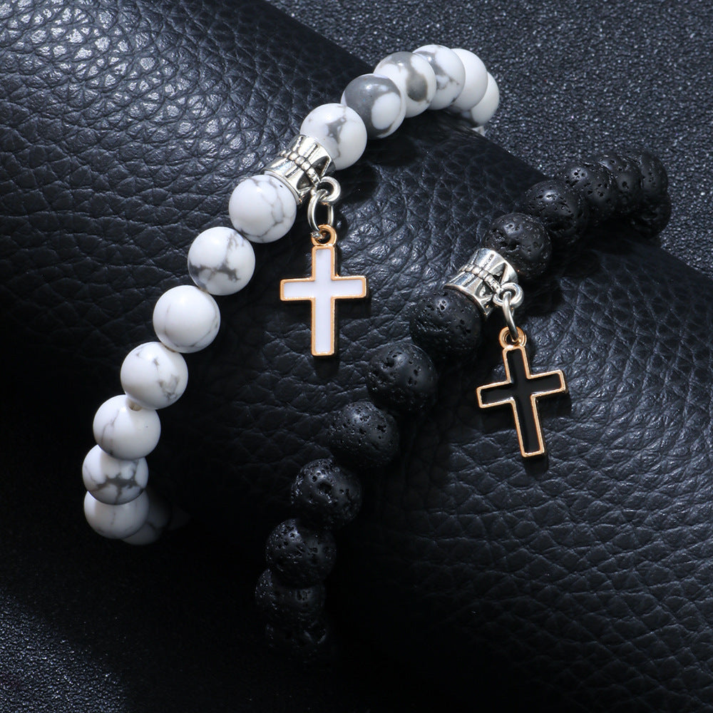 Fashion Personality Volcanic Rock Cross Bracelet - Fashion Personality Volcanic Rock Cross Bracelet Set