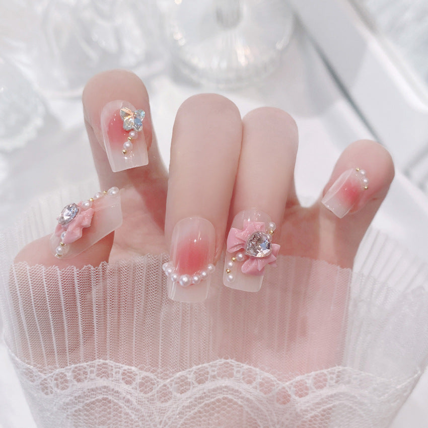 Fashion Personalized Bow Nail Stickers with Glue Sand Strip and Remover - Teleplus fashion personalized bow nail