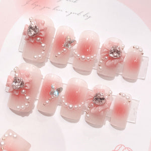 Fashion Personalized Bow Nail Stickers with Glue Sand Strip and Remover - Teleplus fashion personalized bow nail