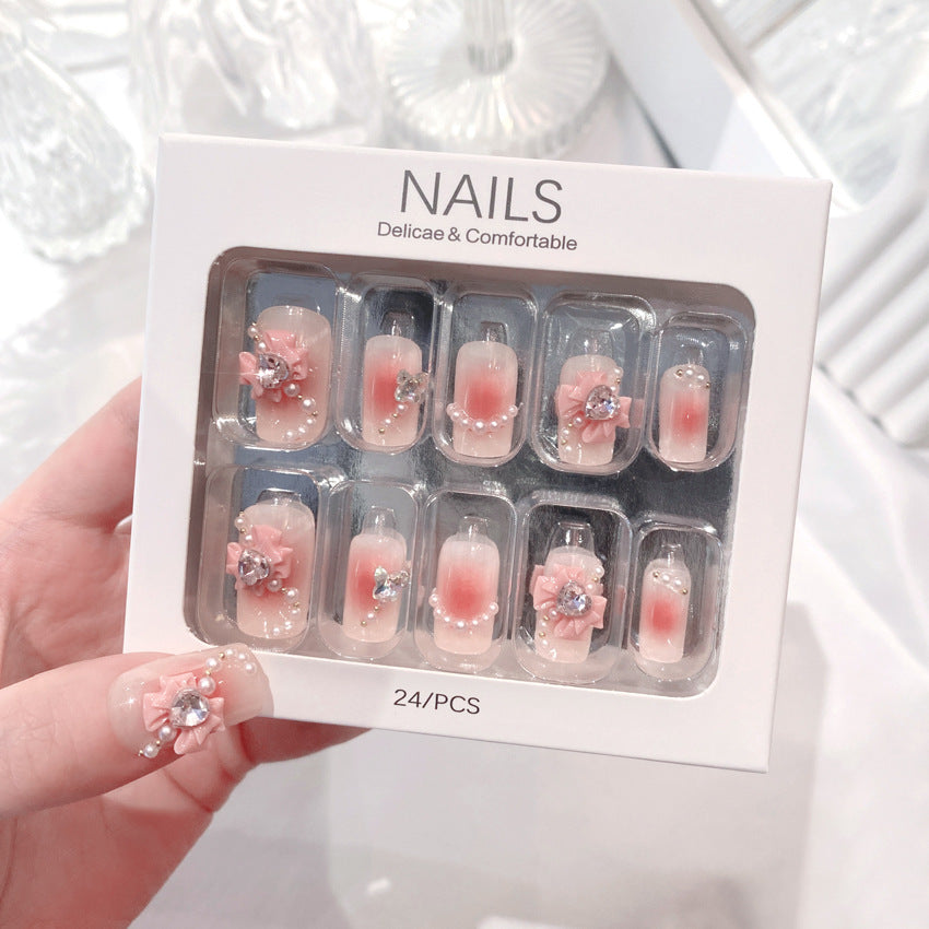 Fashion Personalized Bow Nail Stickers with Glue Sand Strip and Remover - Teleplus fashion personalized bow nail