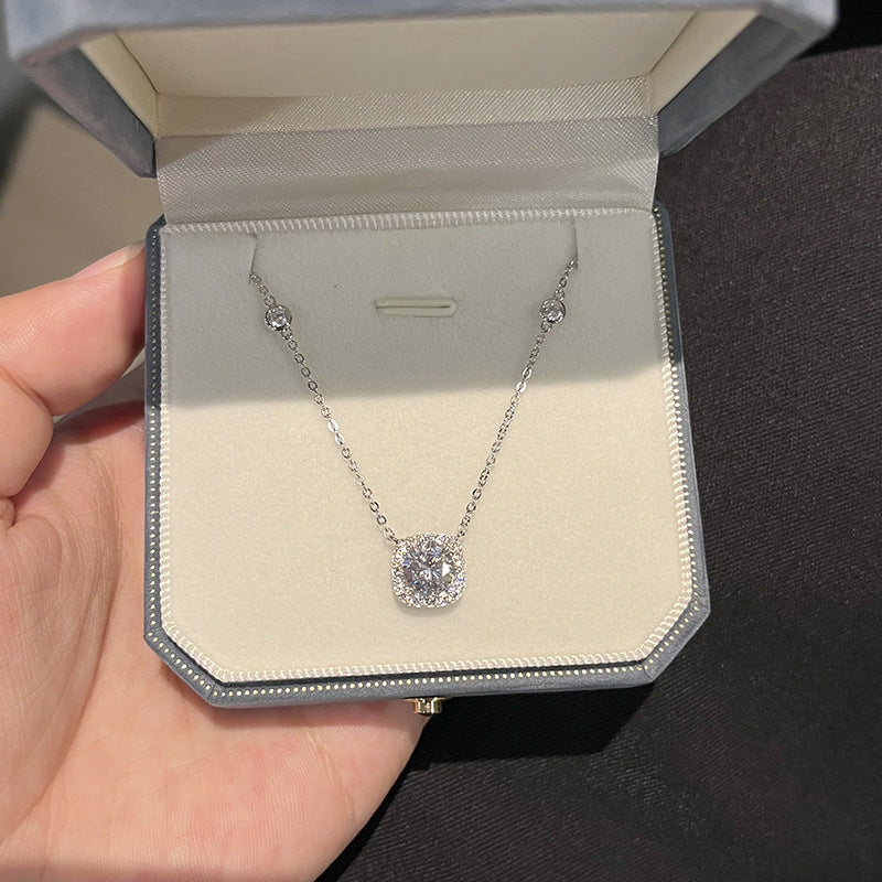 Silver Personalized Cube Sugar Necklace in Affordable Luxury Style - Fashion for Women fashion personalized cube sugar