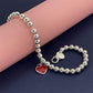 Fashion Personalized Red Heart Bracelet in Silver with Round Design - Teleplus for Women fashion personalized red heart