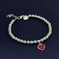 Fashion Personalized Red Heart Bracelet in Silver with Round Design - Teleplus for Women fashion personalized red heart