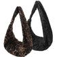 Fashion Pleated Leopard Print Crossbody Bag with Canvas Dumpling Design - fashion pleated leopard print crossbody