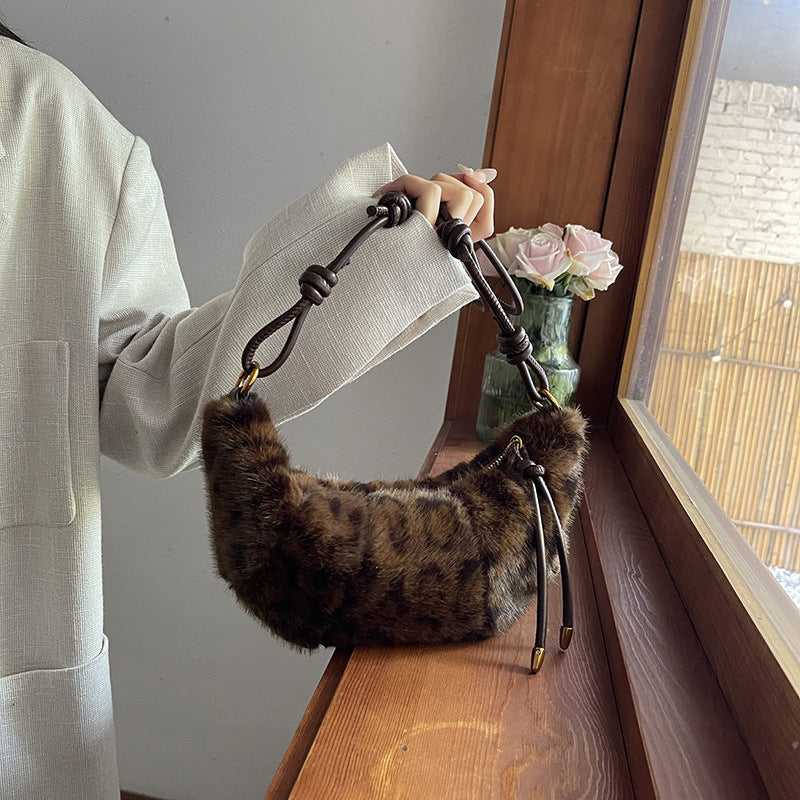 Fashion Plush Shoulder Bag for Fall Winter in Multiple Colors - fall winter fashion plush shoulder bag