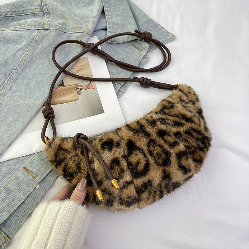 Fashion Plush Shoulder Bag for Fall Winter in Multiple Colors - fall winter fashion plush shoulder bag