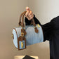 Fashion Retro Denim Handbag with Multiple Pockets and Internal Zippers - simple fashion retro denim handbag