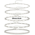 Fashion Retro Metal Gold Silver Bracelet and Anklet Set 10 Pieces - Teleplus fashion retro metal