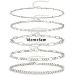 Fashion Retro Metal Gold Silver Bracelet and Anklet Set 10 Pieces - Teleplus fashion retro metal