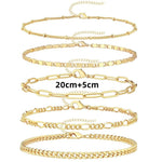Fashion Retro Metal Gold Silver Bracelet and Anklet Set 10 Pieces - Teleplus fashion retro metal