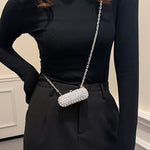 Fashion Rhinestone Evening Bag with Round Hard Suitcase Design - rhinestone evening bag fashion