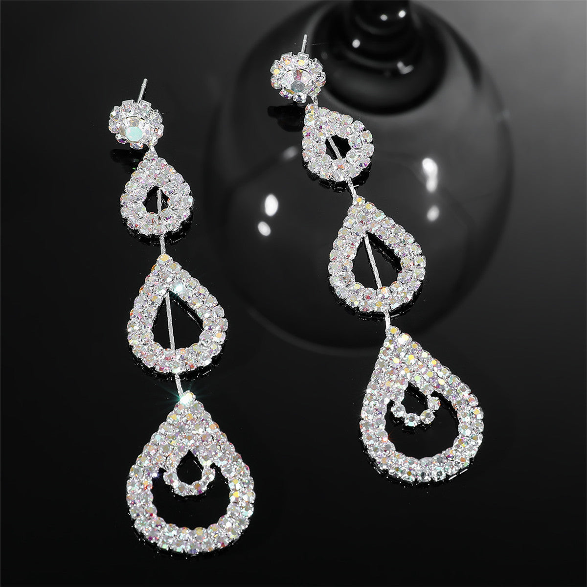 Fashion Rhinestone Long Earrings For Women - Sparkle Like a Fairy with Silver White Earrings