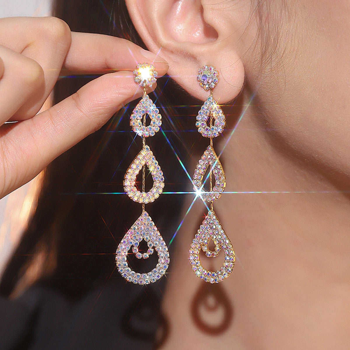 Fashion Rhinestone Long Earrings For Women - Sparkle Like a Fairy with Silver White Earrings