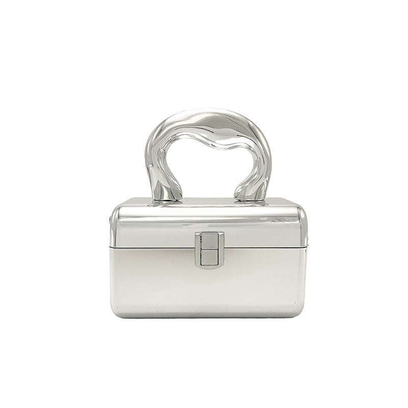 Fashion Shiny Surface Crossbody Bag in Gold and Silver Acrylic - Teleplus fashion shiny surface crossbody bag