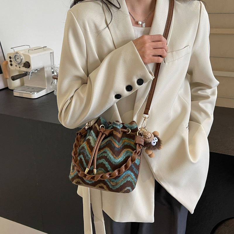 Fashion Shoulder Bag with Sandwich Pocket and Ribbon Pendants - Teleplus Ribbons shoulder bag fashion
